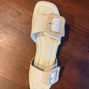 White from Italy leather sandals with cushioned bottom
